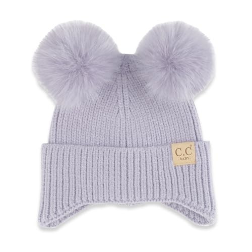 C.C Baby Multicolored Pom Pom Beanie with Ear Flap for Baby Infant Toddler One Size Knit Lavender | Amazon (US)
