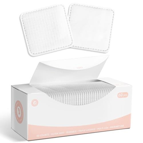 ICOTLE Square Cotton Pads,100% Cotton, Not to Shed or Fall Apart, 60 Count, Unique Triple-Layer Design for Daily Skin Care | Amazon (US)