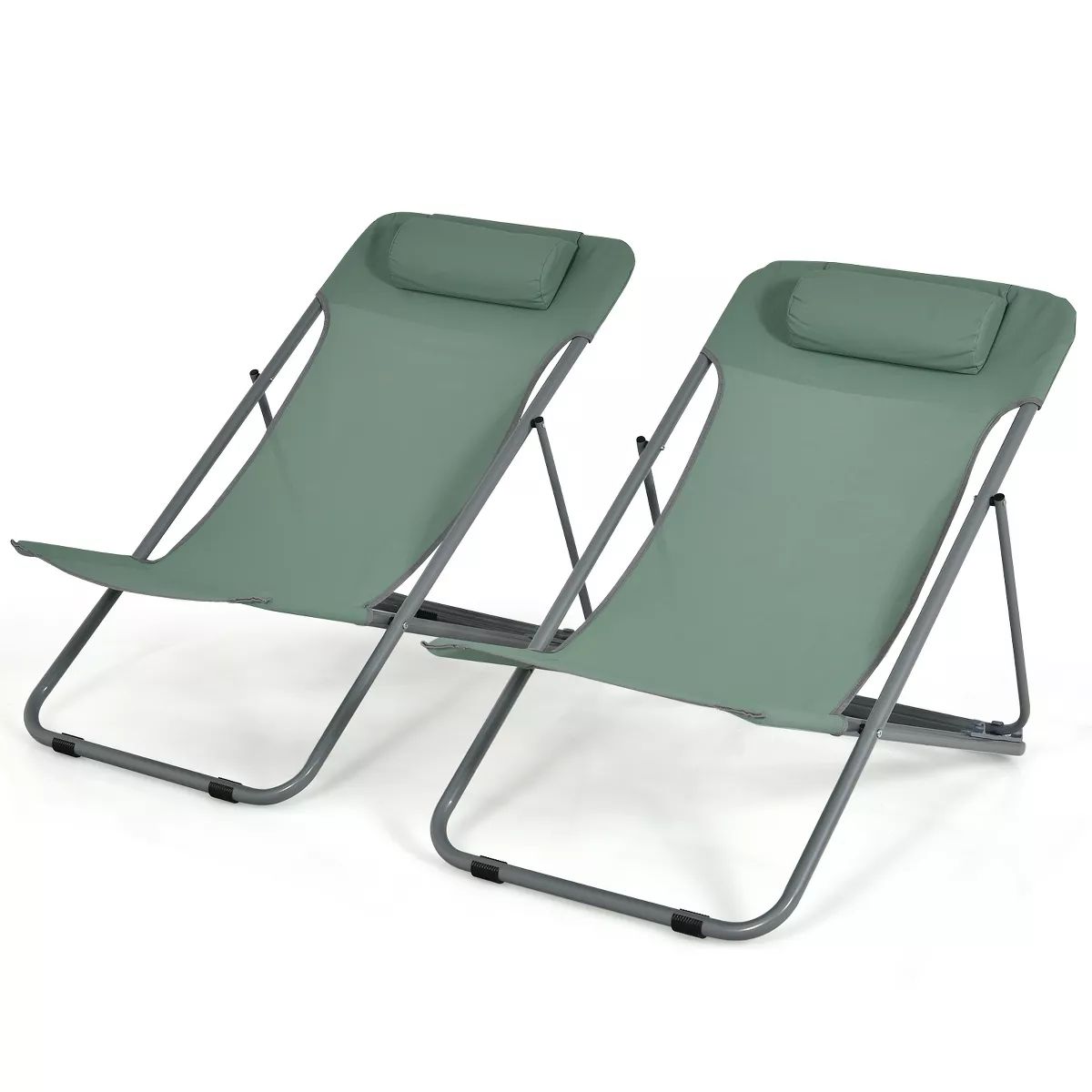 Tangkula 2 PCS Beach Chair Lounger Reclining Folding Chair w/3-Position Adjustable Backrest Green | Target