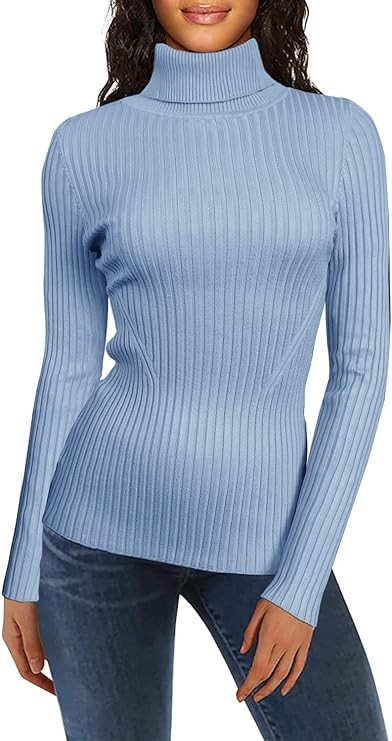 v28 Turtleneck Ribbed Sweaters for Women Cute Sexy Knitted Warm Fitted Sweater | Amazon (US)