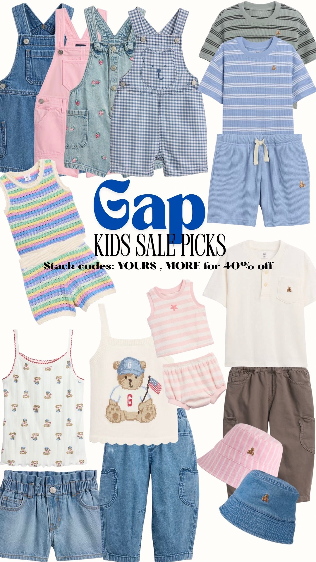 Gap sale right now is so good!!
Stack both codes: YOURS, MORE to get 40% off 
#gap #gapkids #kidsclothing #summerclothes