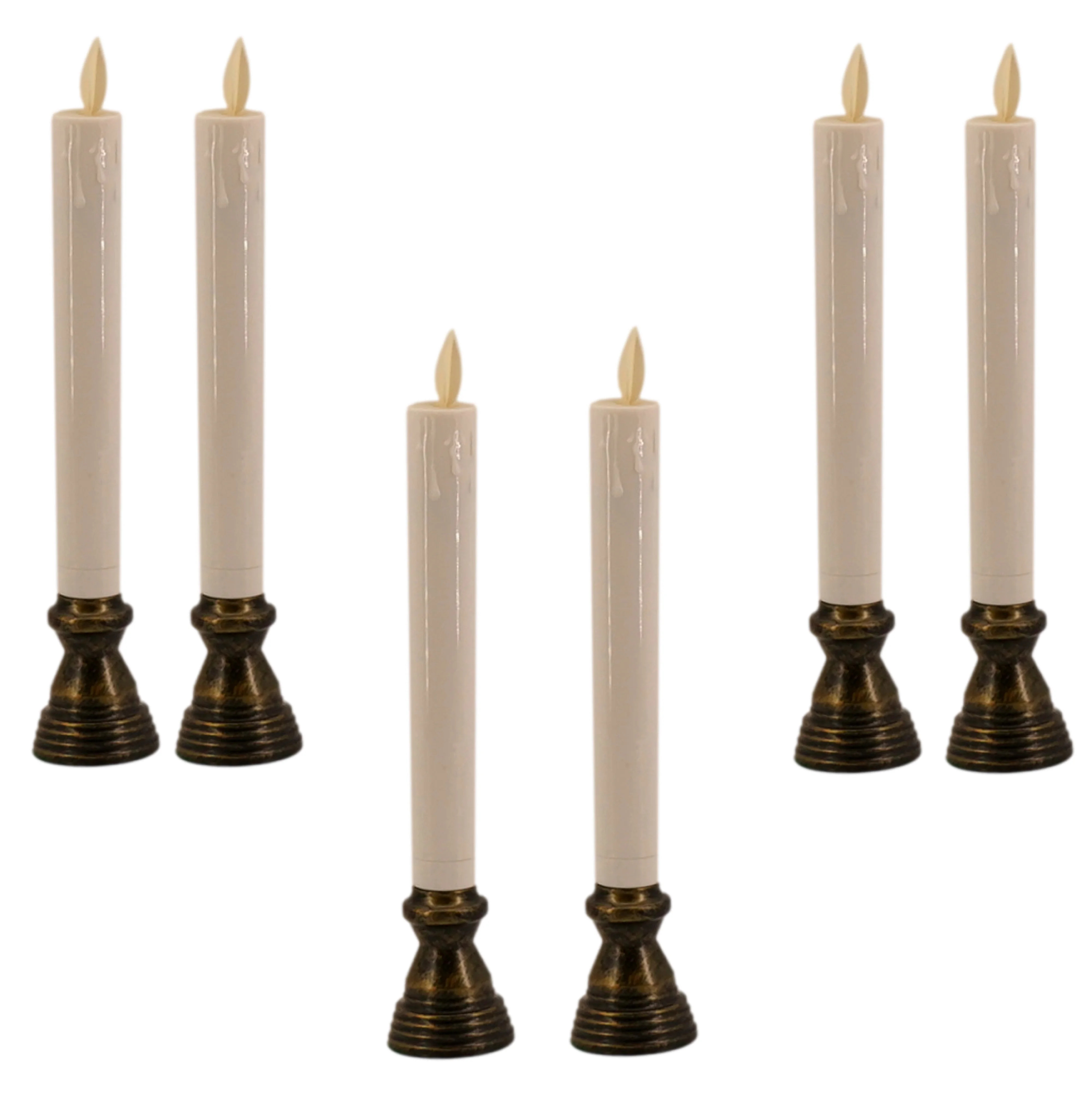 LED Flickering Window Candles with Timer (6 Pack, White, 9 in ea) Flameless Taper Candle with Ant... | Walmart (US)