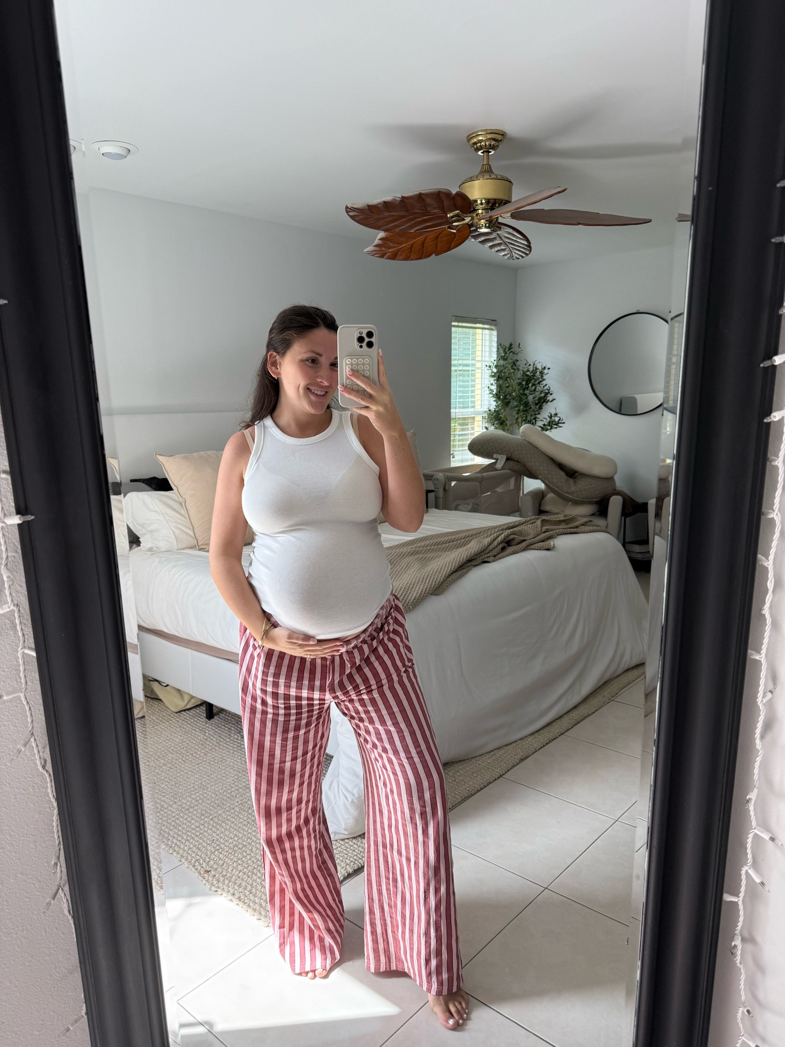 Pink cotton striped pants in a size small 

#LTKBump #LTKSeasonal #LTKFindsUnder50