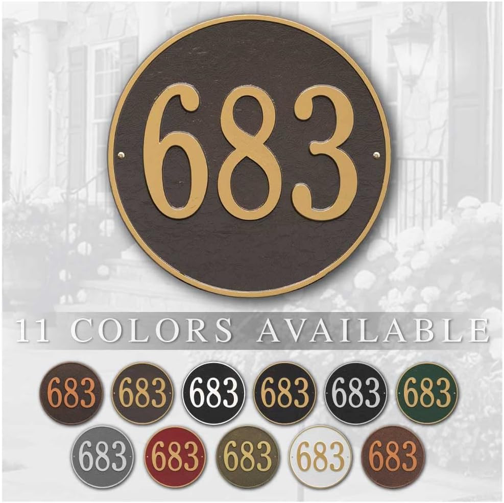 Whitehall Personalized Cast Metal Address plaque - The 15" Round Plaque. Made in the USA. Display your address and street name. Custom house number sign. | Amazon (US)