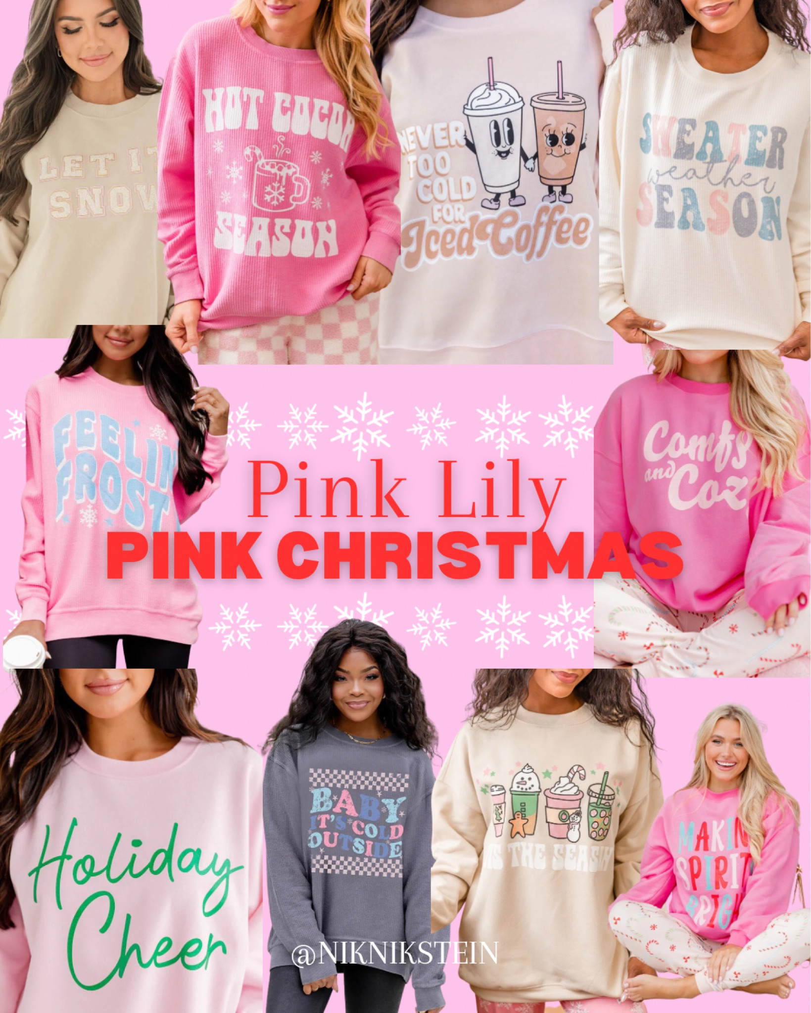 Pink Christmas. Pink Christmas graphic sweater. Pink sweatshirt. Pink lily  

#LTKSeasonal #LTKGiftGuide #LTKHoliday