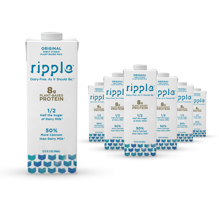 Ripple Original Non-Dairy Milk, Plant-Based, Shelf Stable, 32 oz, Pack of 6 - Walmart.com | Walmart (US)