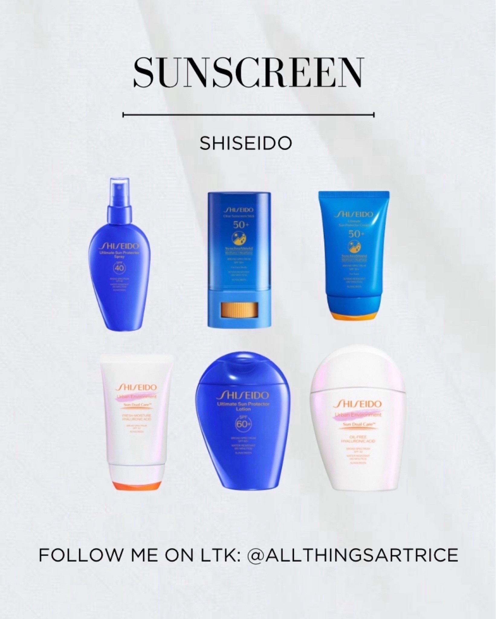 Ultimate Sun Protection with  Shiseido. Perfect for the upcoming spring/summer season. 


#Sunscreen, #Shiseido, #summer, #spring, #springbreak #sunprotection, #spf, #vacation, #pool, #beach, #allthingsartrice 

#LTKbeauty #liketkit #LTKFamily #LTKFindsUnder100 #LTKFindsUnder50 #LTKSummerEdit 
#LTKSeasonal #LTKActive #LTKSwim #LTKBeauty #LTKKids #LTKU