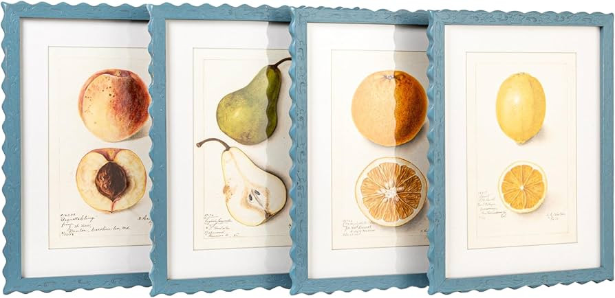 Creative Co-Op 4-Piece Wood Framed Glass Wall Décor with Fruits, Multicolor | Amazon (US)