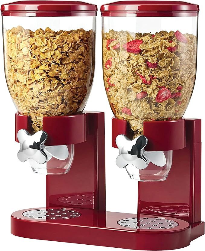 Honey-Can-Do Double Cereal Dispenser with Portion Control, Red and Chrome | Amazon (US)