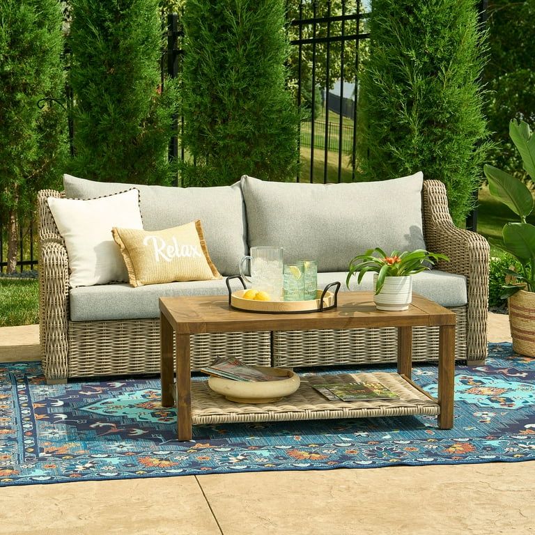 Better Homes & Gardens Bellamy 2 Piece Outdoor Sofa & Coffee Table Set with Patio Cover - Walmart... | Walmart (US)