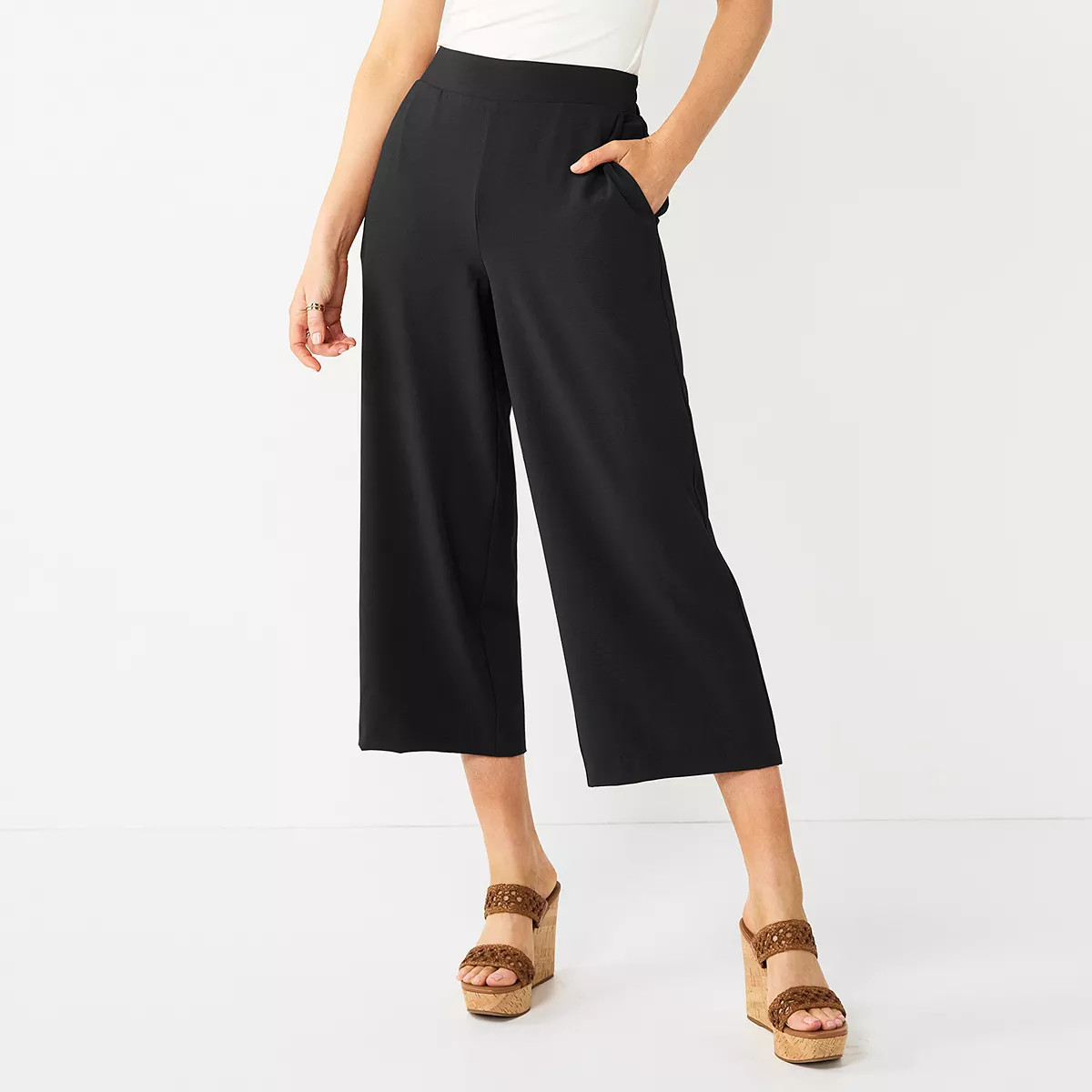 Women's Nine West Pull-On Wide-Leg Crop Pants | Kohl's