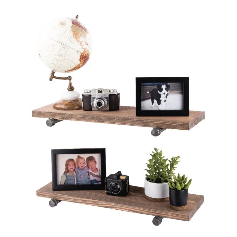 Hazle 2 Piece Solid Wood 24 inch Floating Shelf (Set of 2) | Wayfair North America