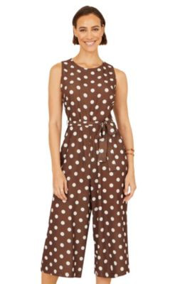 Yumi Women's Polka Dot Culotte Jumpsuit - Brown | Macy's