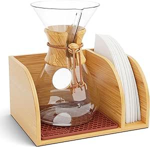 HEXNUB – Caddy for Pour Over Coffee Maker, Bamboo Stand fits Chemex, Bodum, Cosori Coffee Caraf... | Amazon (US)