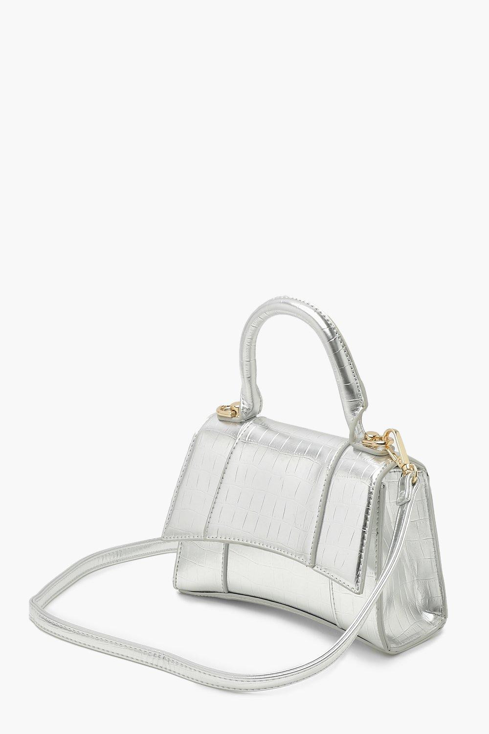 Metallic Croc Curved Chain Cross Body | Boohoo.com (US & CA)