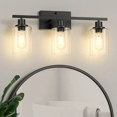 3-Light Bathroom Vanity Light Fixtures: Black and Gold Vanity Light, 3 Color Dimmable LED Bathroo... | Walmart (US)