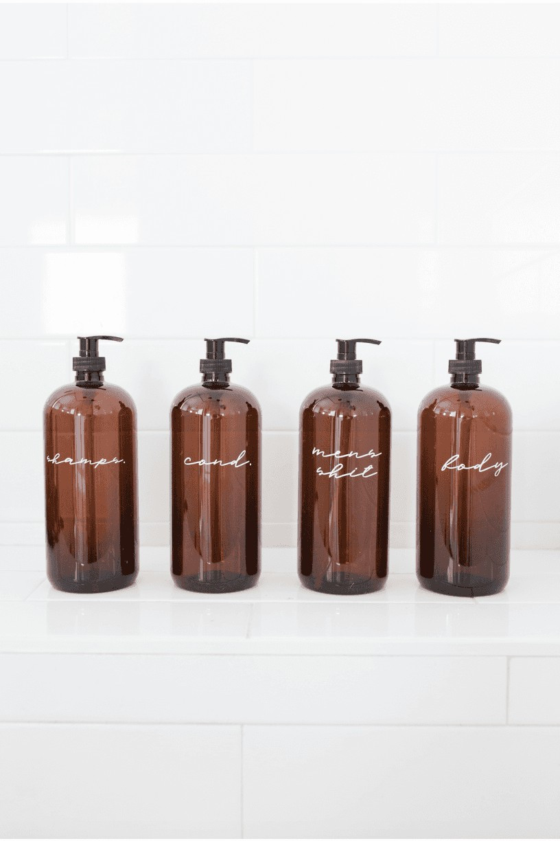 LCo Exclusive: Plastic Shower/Bath Amber Liquid Pumps | THELIFESTYLEDCO