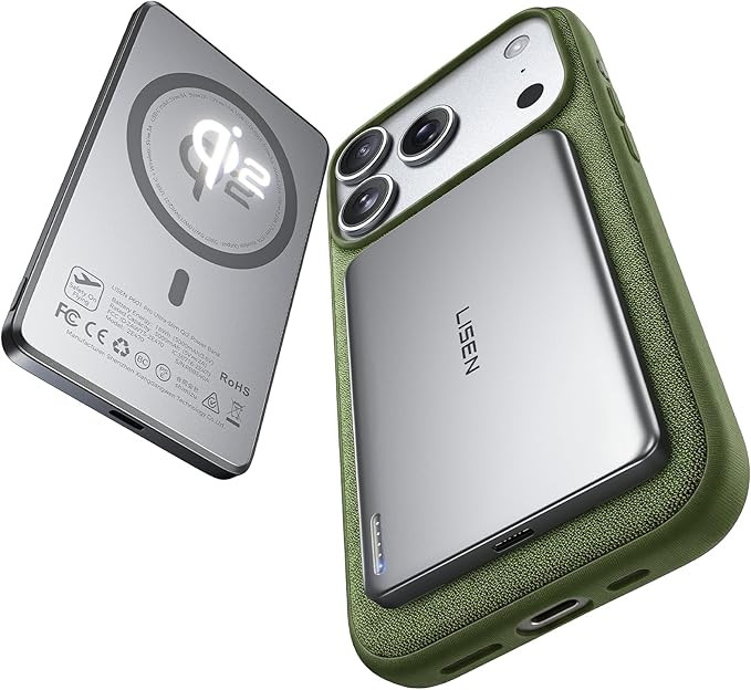 LISEN Qi2 15W Ultra Slim MagSafe Battery Pack,5000mAh Fast Charging MagSafe Power Bank Slim Wirel... | Amazon (US)