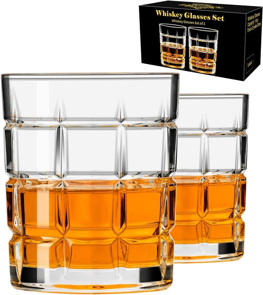 PARACITY Whiskey Glasses Set of 2, Old Fashioned Cocktail Glass, 10 OZ Whiskey Glasses, Bourbon G... | Amazon (US)