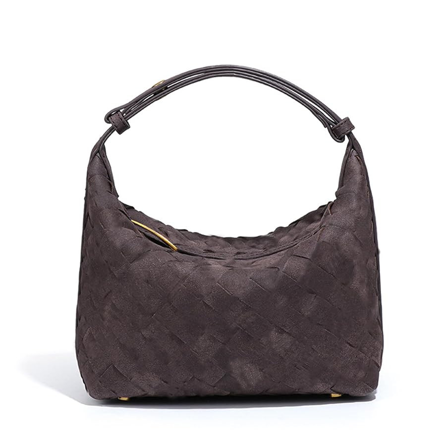 Luxurious Suede Hobo Bag - Women's Woven Leather Shoulder Bag with Spacious Interior | Amazon (US)