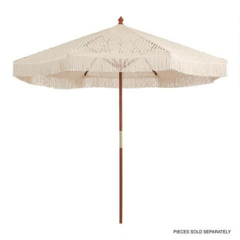 Natural Macrame 9 Ft Replacement Umbrella Canopy with Fringe | World Market