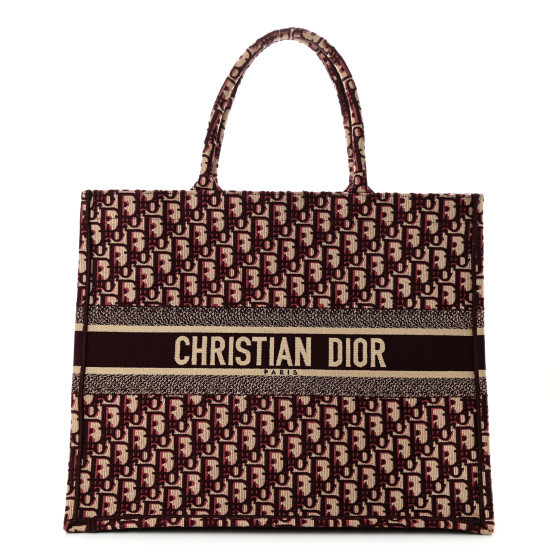 Christian Dior CHRISTIAN DIOR Oblique Large Book Tote Burgundy Multicolor | FASHIONPHILE (US)