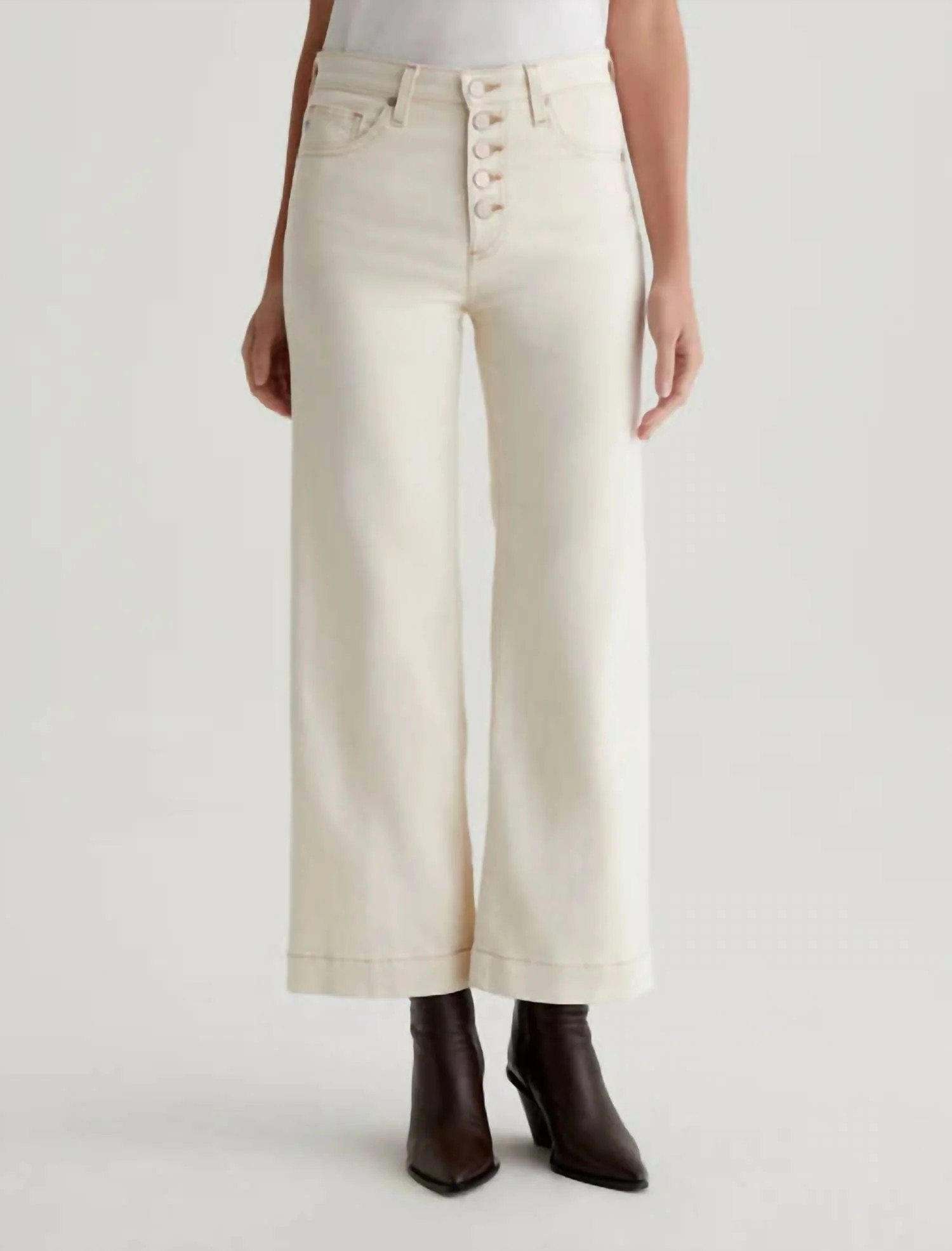 Saige Wide Leg Crop Jean In White Oat | Shop Simon