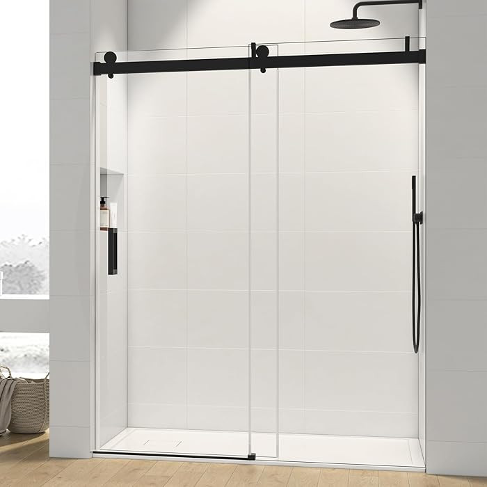 Shower Door,68-72" W x 76" H Frameless Shower Door, Double Sliding Glass with 3/8" (10mm) Clear S... | Amazon (US)