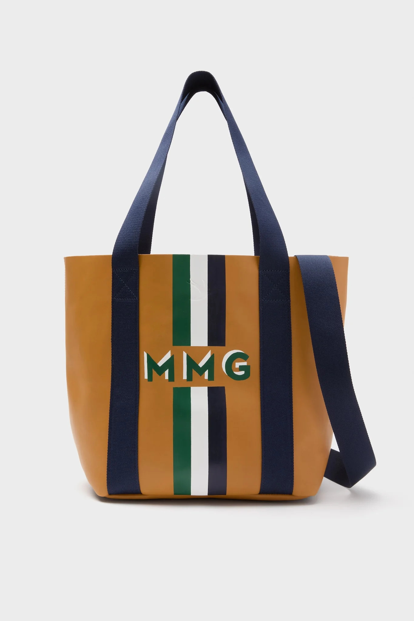 Tan Baby Daddy Tote with Green Monogram | Tuckernuck (US)