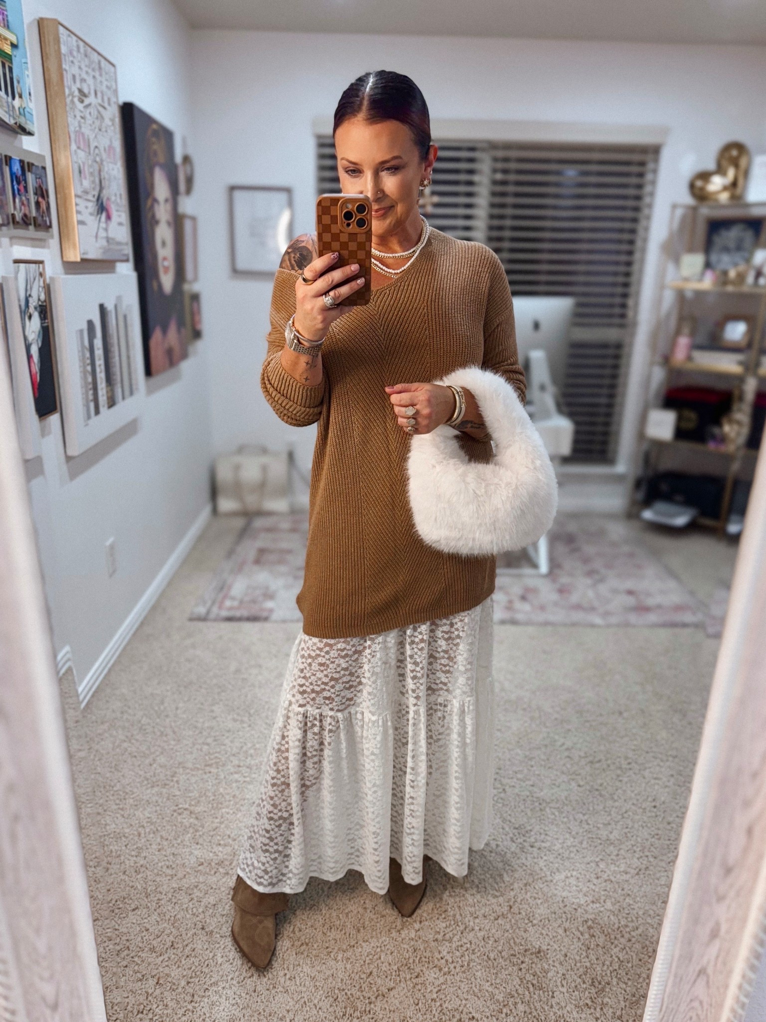 Wore this on a recent date night, but would also be great for Thanksgiving! The lace skirt from AE is on MAJOR SALE for $14.99. Linked similar sweater + bag options to help recreate the look. 

#LTKSaleAlert #LTKootd #LTKOver40