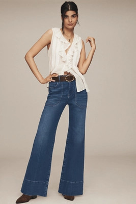 Rylan Relaxed High-Rise Flare Jeans | Anthropologie (US)