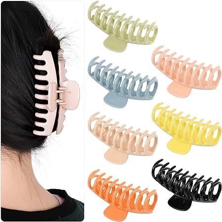 DSSY 7 Pcs 4 Inch Big Hair Claw Clips for Women, Non-Slip Hair Jaw Clips Acrylic Matte Hair Claw ... | Amazon (CA)