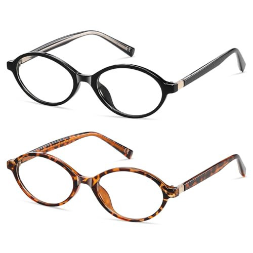 PUBOWT Blue Light Blocking Glasses for Women Men Oval Glasses Frame Bluelight Glasses for Gaming/Computer PT2009 2Pack-Not Reading Glasses 0x | Amazon (US)