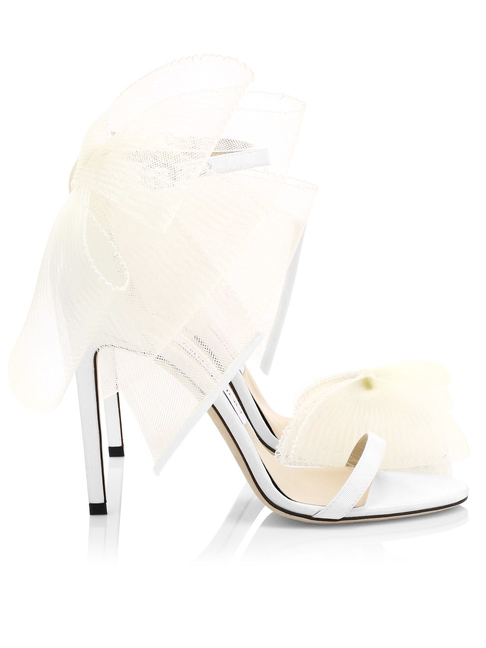 Jimmy Choo Aveline Tulle Bow Leather Sandals | Saks Fifth Avenue