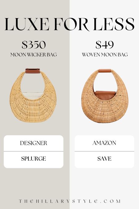 AMAZON Designer Look for Less: Straw Moon Handbag. Perfect for Summer travels, beach day, resort wear & more!

#LTKTravel #LTKSeasonal #LTKStyleTip