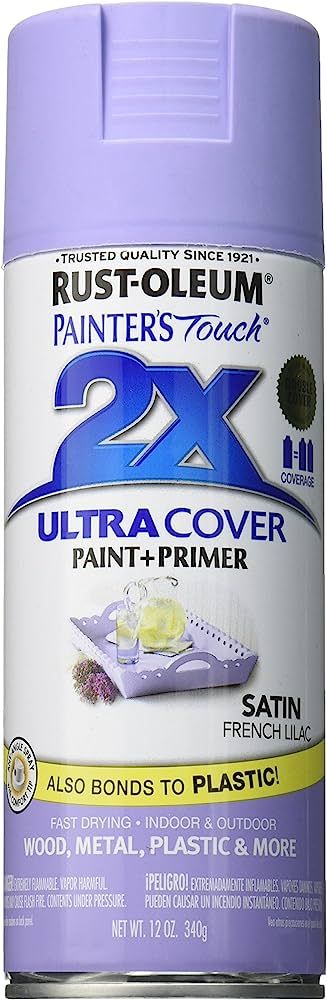 Rust-Oleum 249079 Painter's Touch 2X Ultra Cover Spray Paint, 12 oz, Satin French Lilac | Amazon (US)