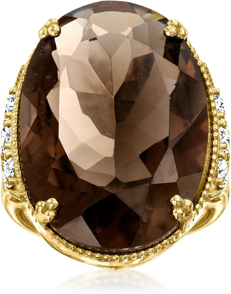 Ross-Simons 20.00 Carat Smoky Quartz and 1.60 ct. t.w. White Zircon Ring in 18kt Gold Over Sterli... | Amazon (US)