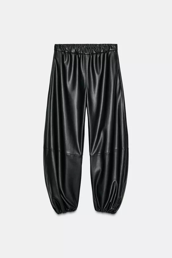 ZW COLLECTION FAUX LEATHER BALLOON PANTS | Zara Canada