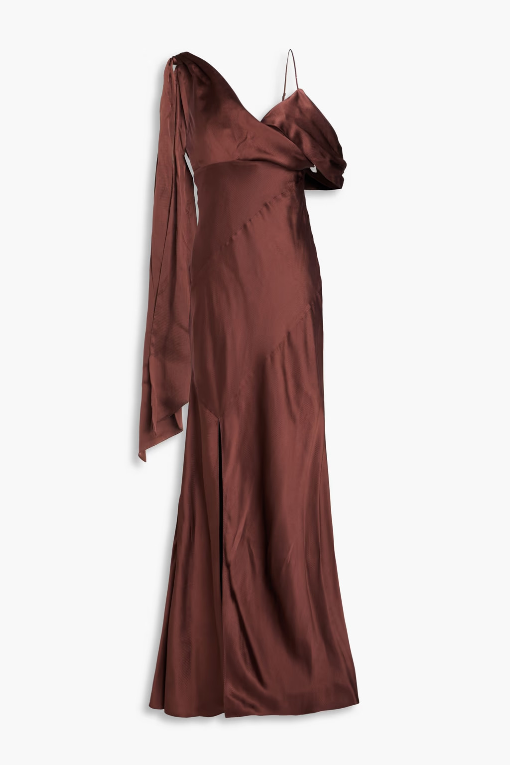 Mirabelle asymmetric draped silk-blend satin maxi dress | The Outnet (US and CA)