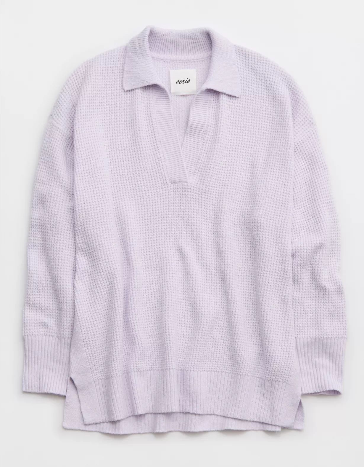 Aerie CozyUp Waffle Polo Sweater | American Eagle Outfitters (US & CA)