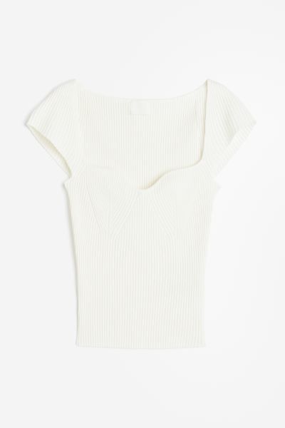 Rib-knit Top - Cream - Ladies | H&M US | H&M (US + CA)