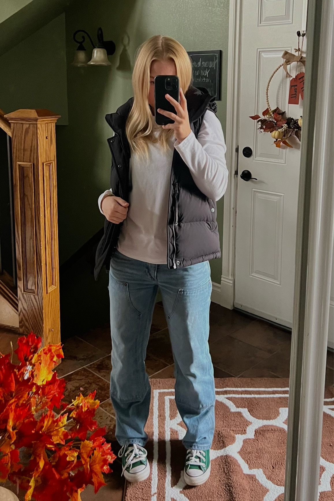 one of my outfit go-to’s for fall: my favourite black puffer vest, a simple white long sleeve, cargo jeans, and my green converse high tops.

#LTKHalloween #LTKbeauty #LTKSeasonal