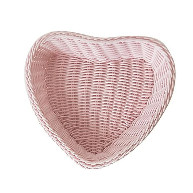 LOVIVER Handwoven Basket Heart Shaped Storage Basket Kitchen Organizer Storage Bin Imitation Ratt... | Walmart (US)