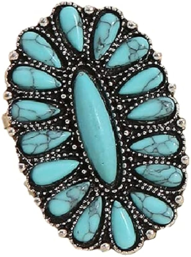 Western Jewelry Natural Turquoise Diamond Rings for Women Boho Turquoise Silver Rings Jewelry Adj... | Amazon (US)