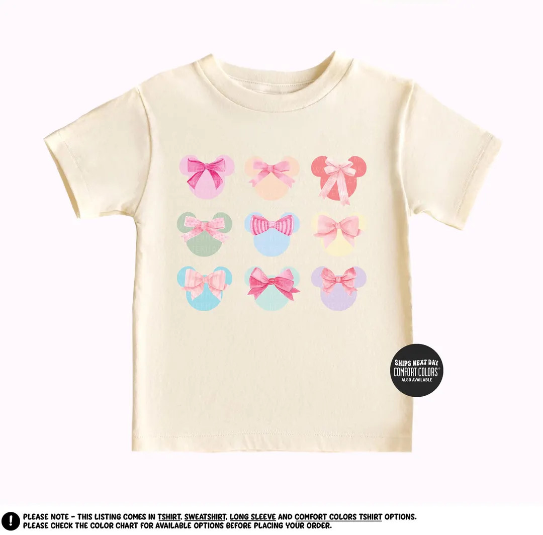Kids Disney Shirt Pastel Minnie Mouse Coquette Sweatshirt Pink Bow Shirt Disney Girl Shirt Toddle... | Etsy (US)