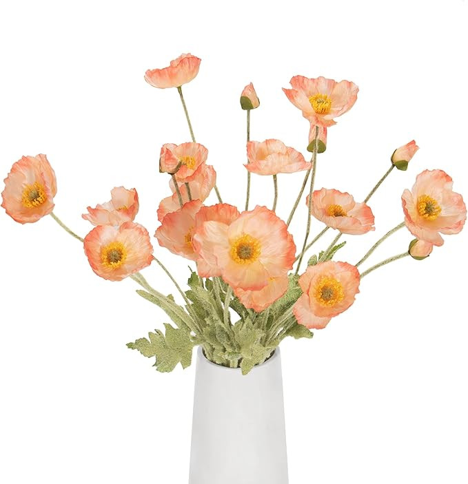 Artificial Poppy Flowers, 5 Bundles Faux Poppies with Stems for Floral Arrangements - Wedding, Ho... | Amazon (US)