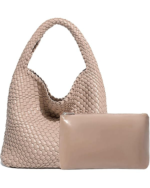 Women Vegan Leather Hand-Woven Tote Handbag Fashion Shoulder Top-handle Bag All-Match Underarm Ba... | Amazon (US)