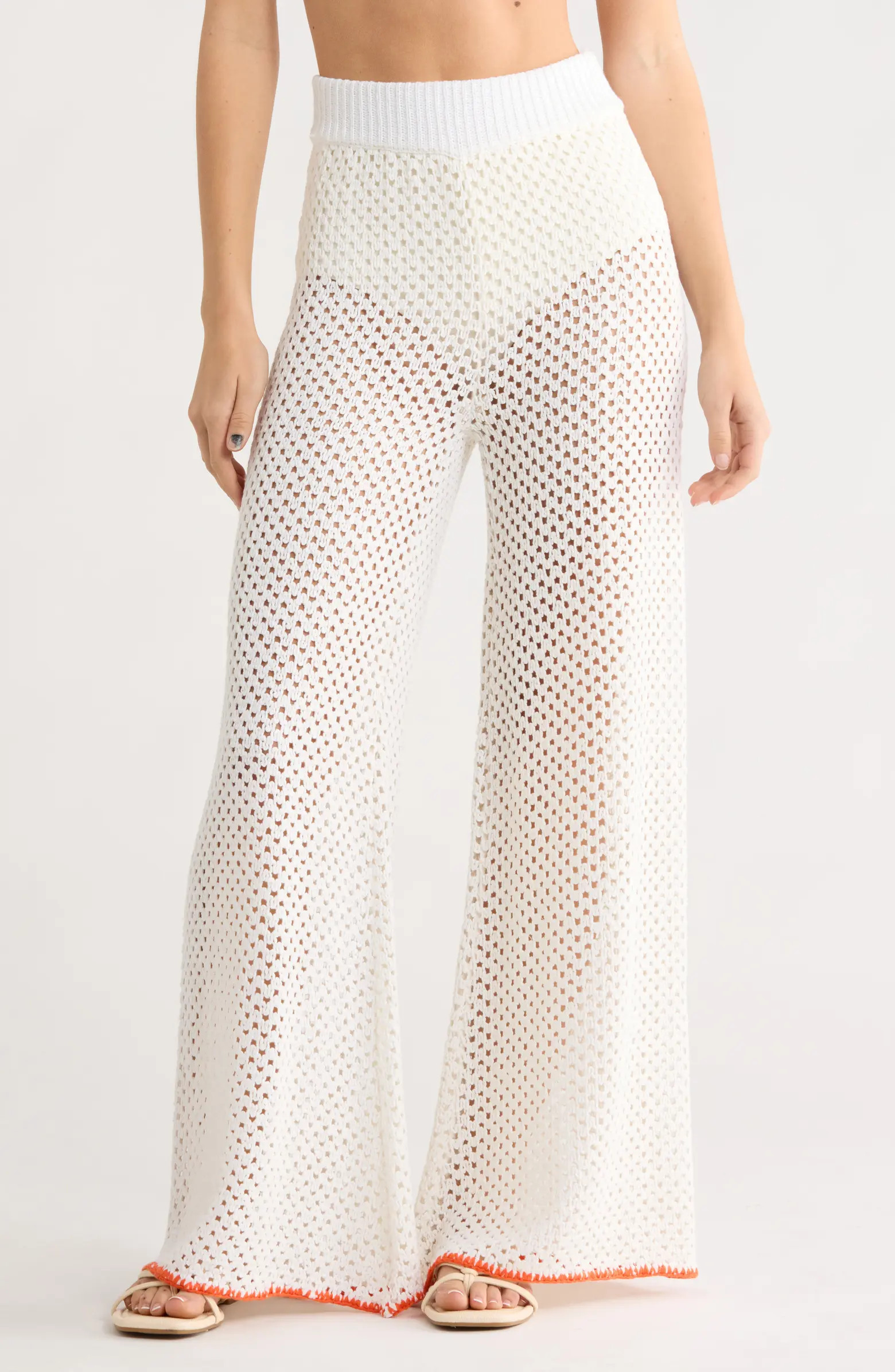 Metallic Open Stitch Cover-Up Pants | Nordstrom