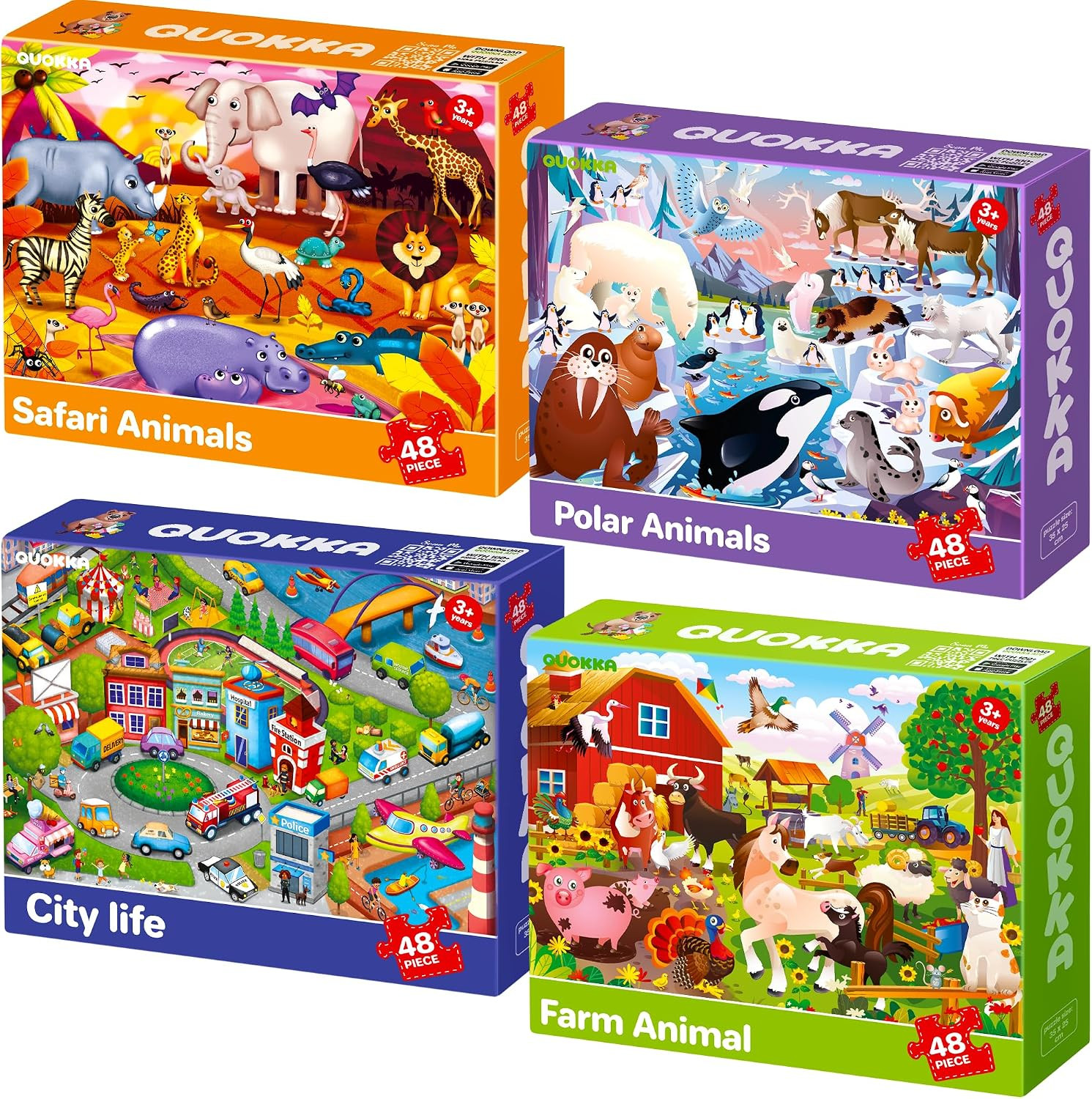 48 Piece Puzzles for Kids Ages 4-6 - 4 Jigsaw Kids Puzzles Ages 3-5 | Amazon (US)