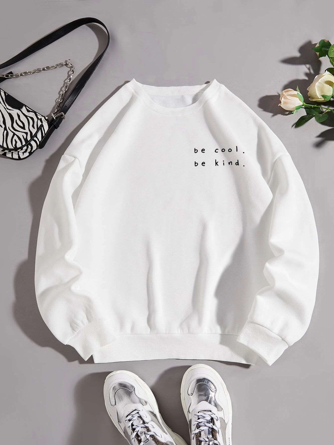Plus Slogan Graphic Thermal Pullover | SHEIN